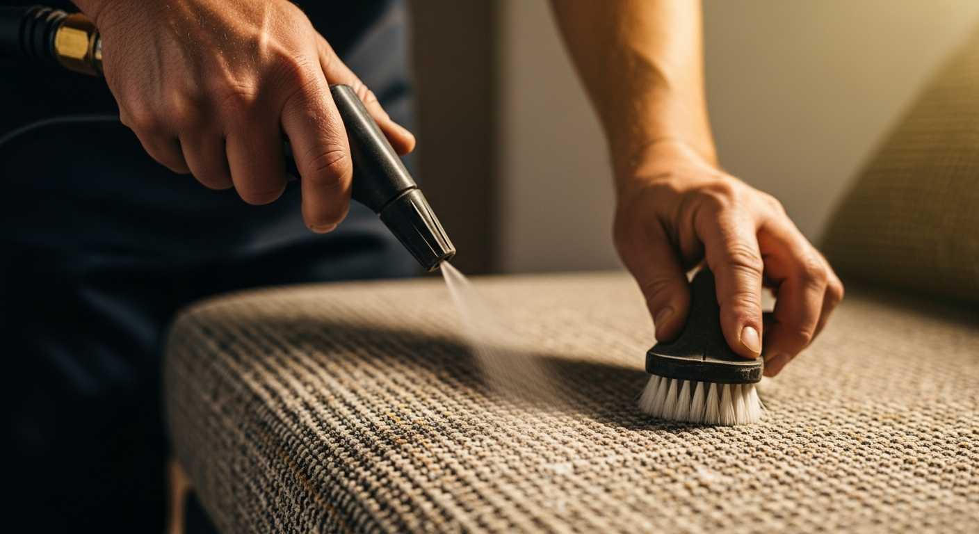 Profissional a limpar estofos